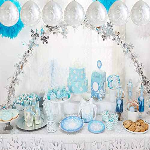 100PCS Christmas Snowflake Latex Balloons - Winter Wonderland/Xmas/Holiday Birthday Wedding Baby Shower Party Decorations Supplies Favors Clear Snowflakes Decor