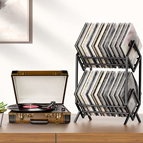 RUILALIFE 2-Tier-Vinyl-Record-Storage-Holder With Dividers, 200 LPs