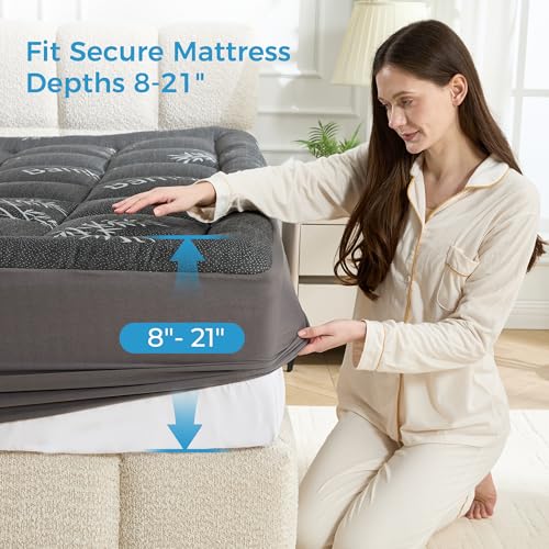 BDEUS Twin XL Cooling Mattress Topper 4 Inch Dual Layer Memory Foam