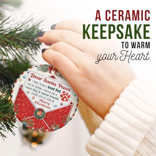 Dear Santa Paws Dog Ornament 2025 | Puppy First Christmas Ornament – Santa 3 Edition