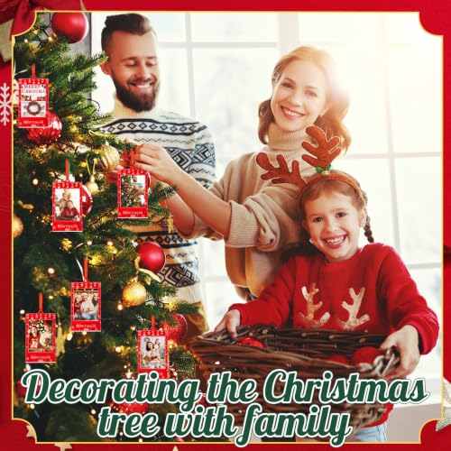 Vercraft 24 Pcs 2x3 in Christmas Photo Frame Ornaments, Style 2 – Includes Red Ribbon