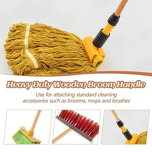 10 Pack 55 Inch Lacquered Wooden Broom Handles with Threaded Tips - Bulk Set