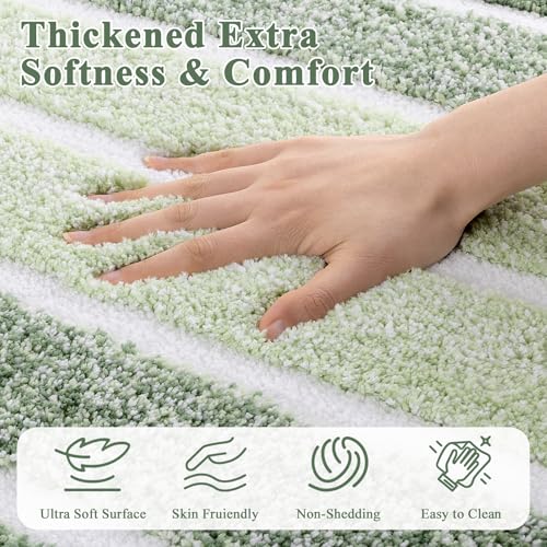 Yamaziot Sage Green 5-Piece Bathroom Rug Set with Non-Slip Backing - Light Green, 18x26, 20x32, 20x48, U-Shape & Cover