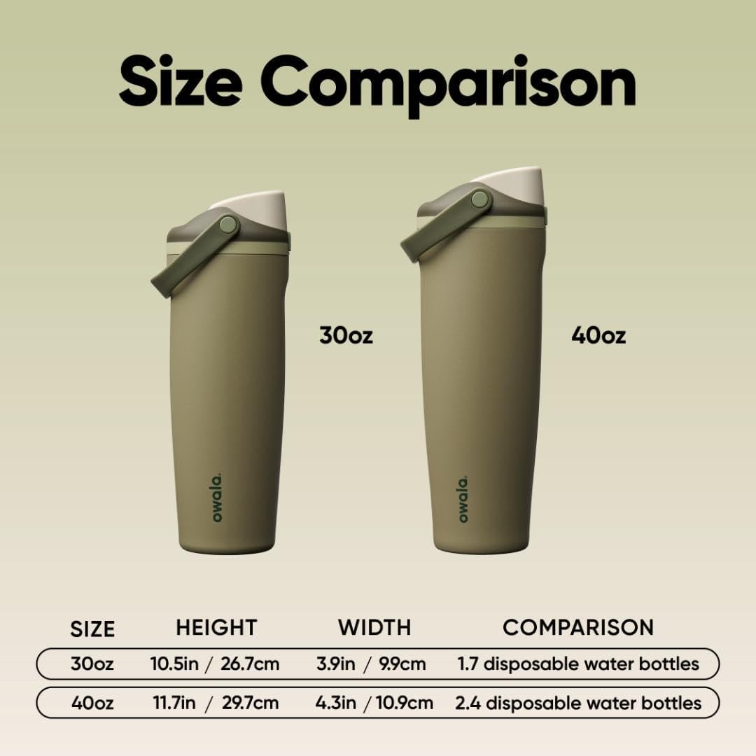 Owala FreeSip Sway Insulated Water Bottle - 40oz Stainless Steel, Two-Way Spout & Built-In Straw, BPA Free