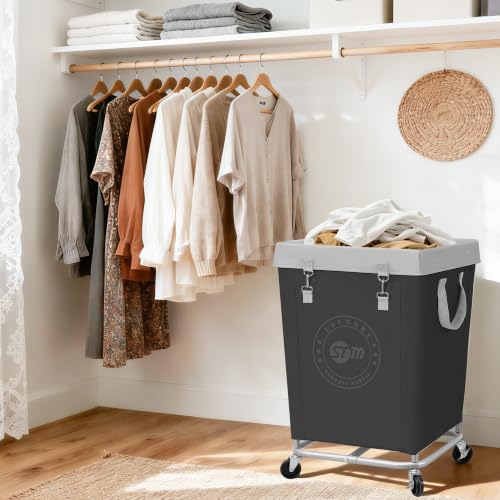 Commercial Laundry Hamper with Heavy Duty Steel Frame - Black, Medium