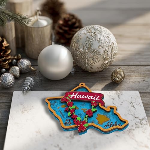 Hawaii Christmas Ornament - Tropical Island Decor, Wooden & Acrylic Holiday Gift