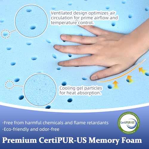 King Size Ultra Thin Cooling Memory Foam Pillow - 2.75 Inch Support for Sleeping