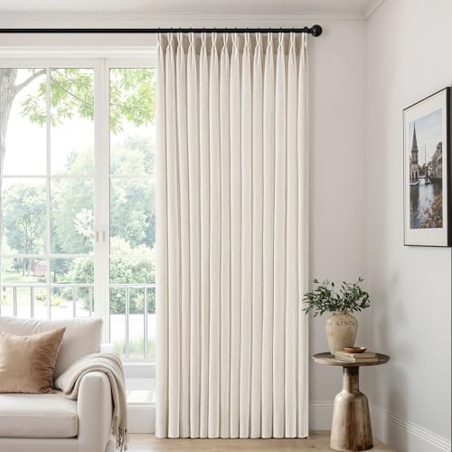 Birch 40x96 Inch Linen Blend Curtain Set - Pinch Pleated, 4 Panels