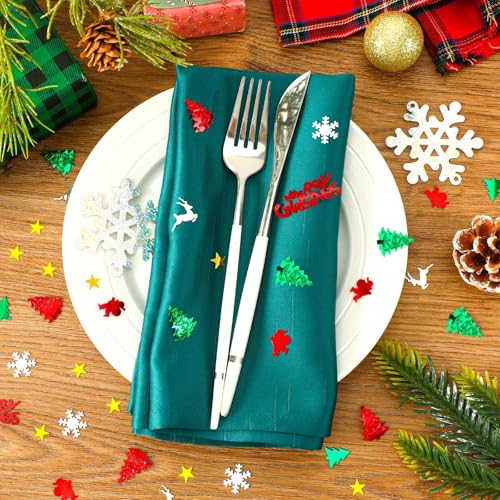 MARFOREVER Christmas Glitter Confetti, Merry Christmas Table Decorations Metallic Foil Confetti Sequins Xmas Snowflake Santa Claus Tree Elk Scatter Sprinkles for Xmas Winter Party Supplies