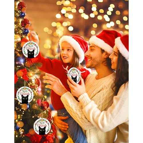 Black Cat Ornament for Christmas Tree - Keepsake Gifts for Cat Lovers, Mom and Women