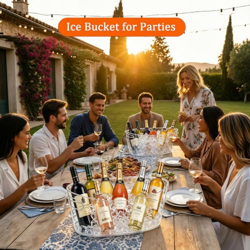 13.5L Transparent Ice Bucket Set for Parties with Handles & Scoops