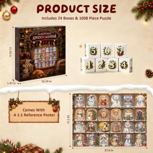Animal Puzzle Advent Calendar 2026 - 1008-Piece Christmas Jigsaw
