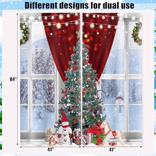 Peryiter Christmas Curtains 82x84 in - 2 Panels, Living Room Window Decor, Classic