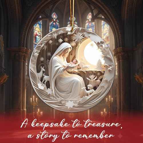 Christmas Ornament 2025, Religious Christmas Ornament, Nativity Xmas Tree Decorations, Friendship Elephant Ornament, White Elephant Gifts for Adults, Religious Gifts for Women