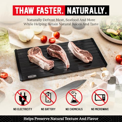 Black 16" Aluminium Defrosting Tray for Frozen Meat - Natural Thawing Plate