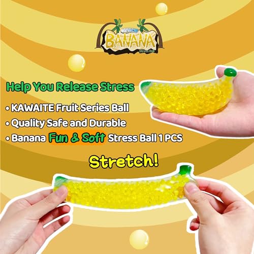 Squishy Banana Stress Balls - Stretchy Fruit Stress Balls for Adults and Party Favors, Yellow Squishy Banana Dough Ball for Vase Filler, Home Decoration, Christmas Decoration, Easter Basket Stuffers