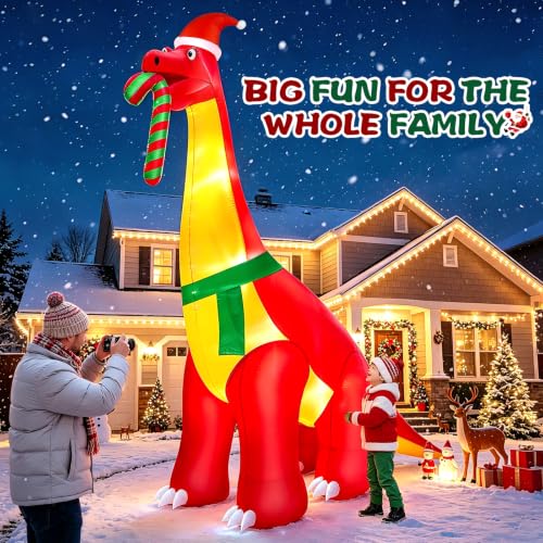 12 Ft Santa Dinosaur Inflatable Christmas Decor for Outdoors