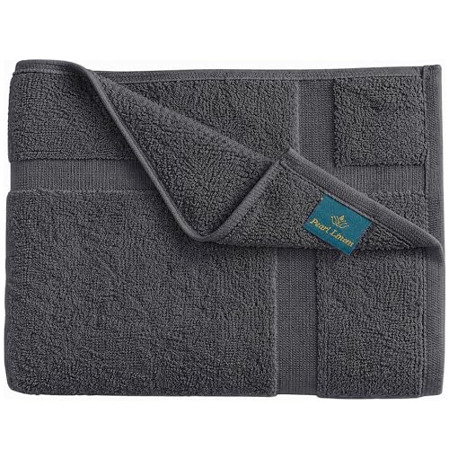 Cotton Bath Mats Set - 6 Pack, 20 x 30 Inches, Dark Grey, Quick Dry, Soft & Absorbent