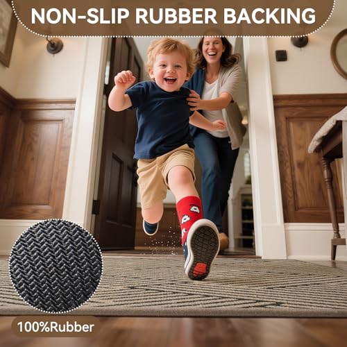 Front Door Mat Indoor Outside Entrance Non-Slip Mats Brown 36"x59"