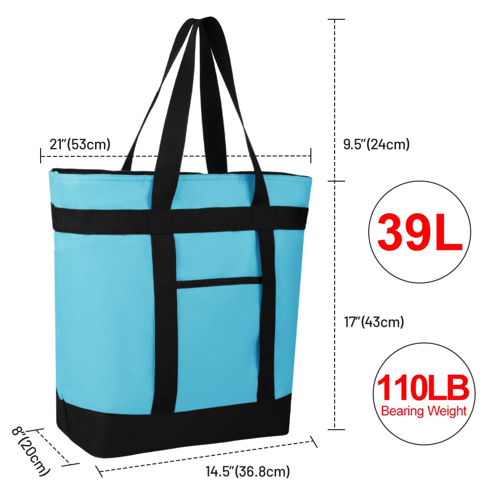 CIVJET 2Pk Insulated Reusable Tote Bag for Grocery Shopping for Women, Pizza/Food Delivery Bag to Keep Food Cold/Hot for Professional Catering, Cooler bags for Travel/Beach/Picnic, Red