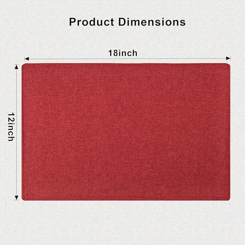 Wine Red Christmas Linen Placemats Set of 4 – Heat-Resistant, Machine Washable, 18x12 inches