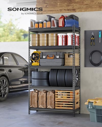 Heavy-Duty 5-Tier Steel Storage Shelves - Adjustable Garage & Warehouse Racks