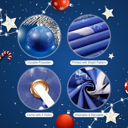 Blue & Silver Merry Christmas Yard Banner 118x24in - Dual Holiday Backdrop