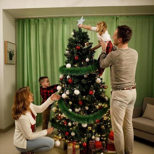 Yuubin 50Ft Green Christmas Garland Decoration Non-Lit Indoor Outdoor Holiday Wreath