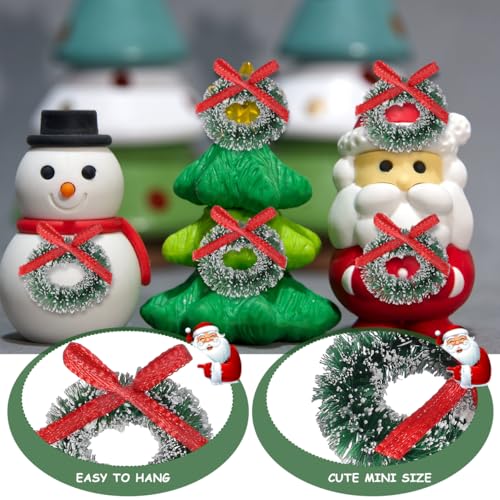 24Pcs Mini Christmas Wreaths 1 Inch Xmas Tree Artificial Miniature