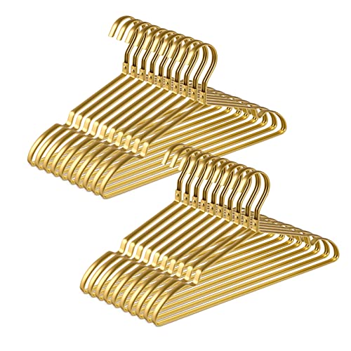 20 Pack Matte Gold Aluminum Coat Hangers - 16.5 x 8.27 Inches, Durable & Elegant