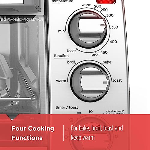 BLACK+DECKER 4-Slice Toaster Oven with Convection, Stainless Steel, TO1760SS - Kitchen Countertop Appliance