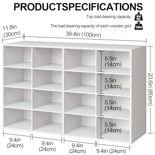 White Garden 4 You 16-Cube 4-Tier Shoe Storage Bench Organizer