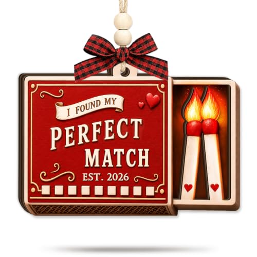 Perfect Match Couple Christmas Ornament 2026 – Wooden Two-Layer Keepsake