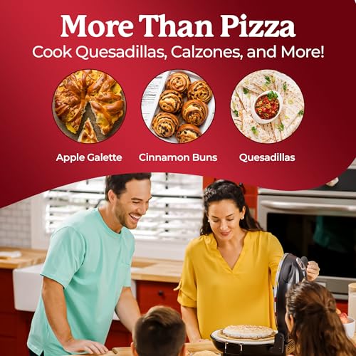 Electric Pizza Oven 12-Inch Countertop with Ceramic Stone & Dual Heat Control - Black