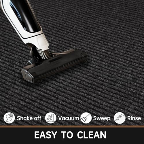 3' x 5' Heavy Duty Indoor Outdoor Doormat - Gray Stripe Non-Slip Rug