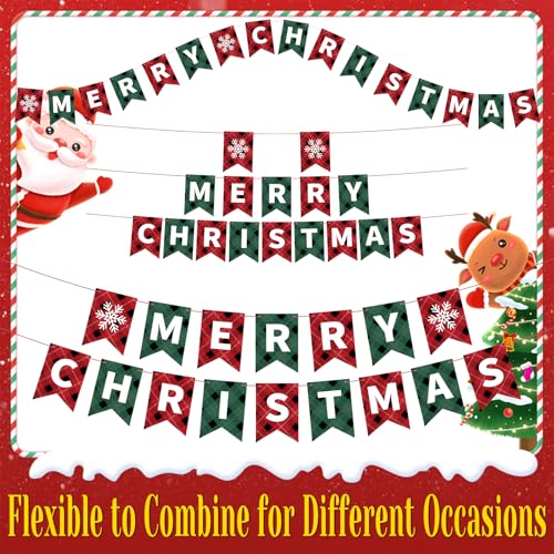 Christmas Banner Merry Christmas Banner Garland Red Green Merry Christmas Sign Banner Garland Wall Mantel Indoor Outdoor Hanging Christmas Decorations for Home Office Xmas Party Supplies