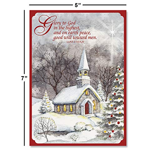 Religious Christmas Greeting Cards Snowy Church Scene Set of 18