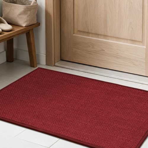 Artoid Mode 17" x 29" Red Absorbent Non-Slip Doormat – Natural Rubber Back, Washable Holiday Floor Mat