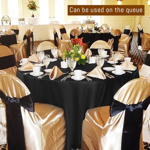 Black Round Tablecloth 120 Inch Pack of 10 - Stain & Wrinkle Resistant Polyester
