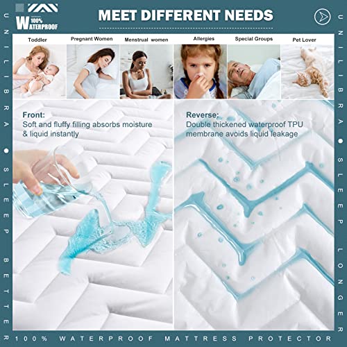 Queen Waterproof Mattress Protector Quilted Microfiber Deep Pocket Cover - White