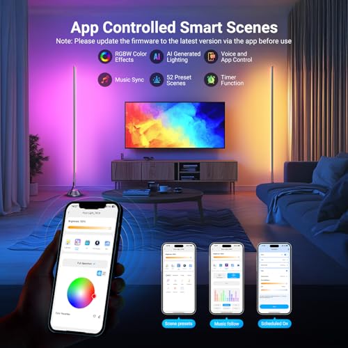 Neewer NF01 Smart RGB IC W Floor Lamp 1500lm LED Corner Light, Voice & App Controlled