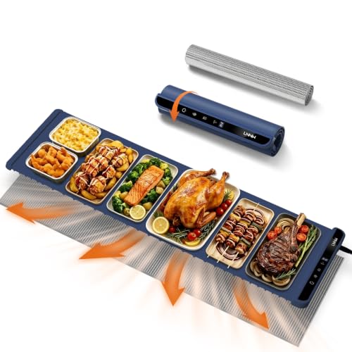 LNNIW Extra Large Food Warming Mat 46x15 Inch Dark Blue Fast Heat Child Lock