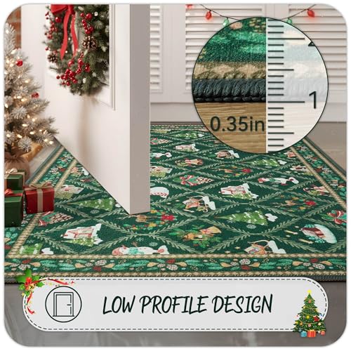 Acapet 6ft Green Christmas Runner Rug for Hallway & Kitchen Non Slip Washable