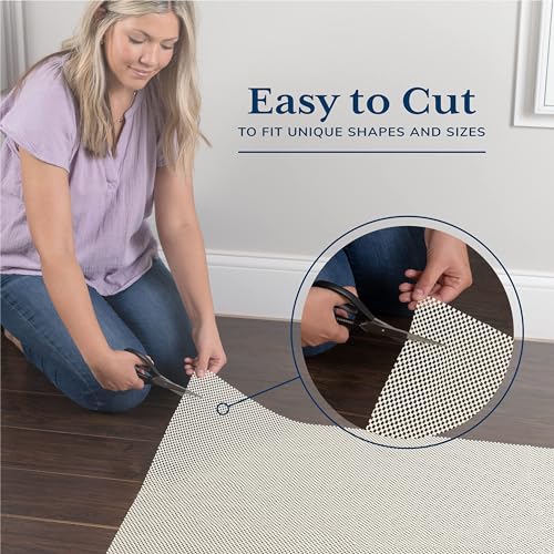 Veken 9x12 ft Non-Slip Rug Pad for Hardwood & Tile Floors, White