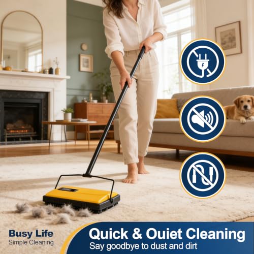 Yocada Manual Carpet Sweeper - Hand Push Household Floor Cleaner