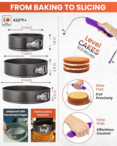 RFAQK 700-Piece Cake Decorating Kit with Pans, Turntable, Tips, Fondant Tools & More