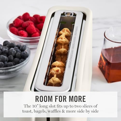 Martha Stewart 2-Slice Long Slot Toaster Linen Cream - Wide, Space-Saving Design