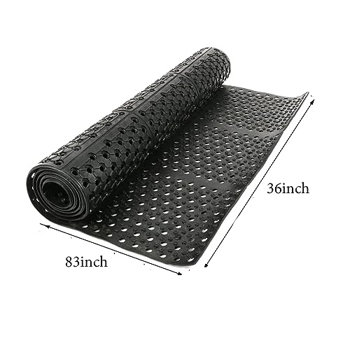 Rubber Floor Mat with Drainage Holes - Anti-Fatigue Non-Slip 83x36in