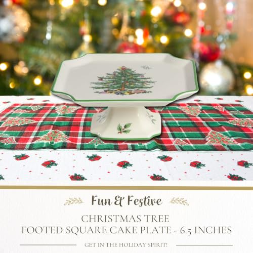 Spode Christmas Tree Footed 6.5 Inch Cake Plate - Porcelain