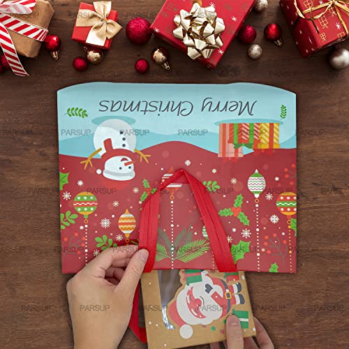 8PCS Christmas Gift Bags with Handles - Red, Green, Blue Non-Woven Tote Set